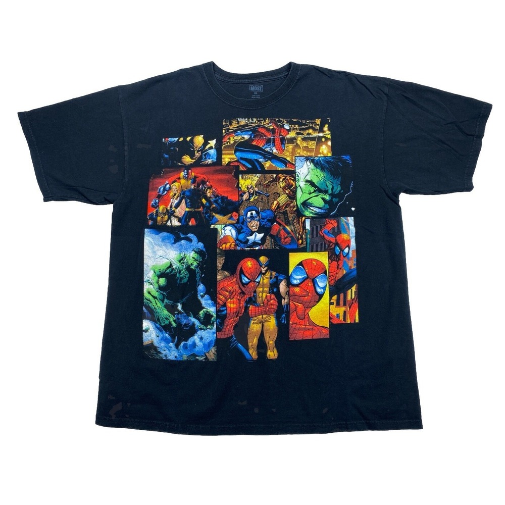 Marvel Comics Graphic T-Shirt Men's XL Spider-Man Hulk X-Men